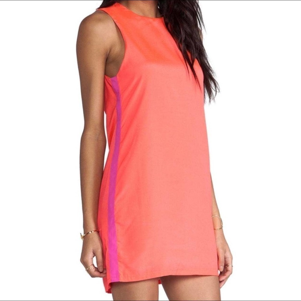 NWT Naven Sporty Twiggy Neon Salmon Pop Pink Sleeveless Barbiecore Mini Dress